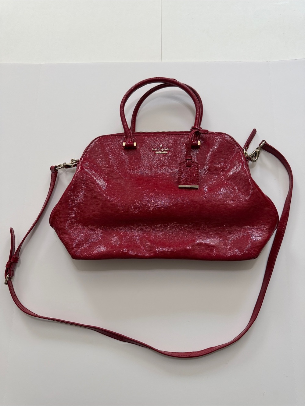 kate spade cedar street red patent leather shoulder bag with detachable strap